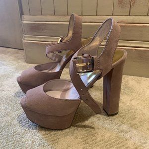 Michael Kors London Suede Platform Peep-toe Sandal